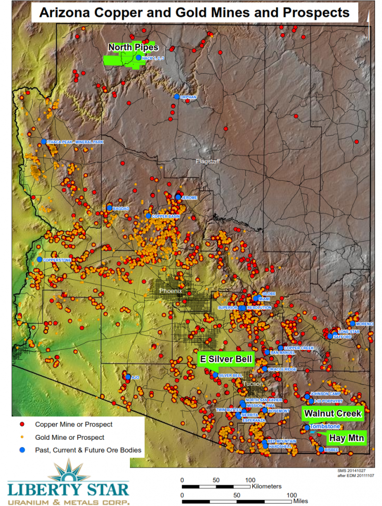 Arizona Copper and Gold Mines and Prospects - Liberty Star - Hay Mountain