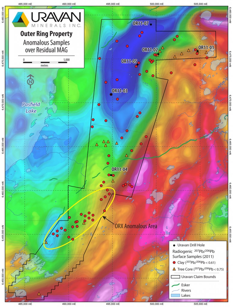 Uravan Minerals Inc. Athabasca Basin, Other Ring Property, Anomalous Samples over Residual MAG