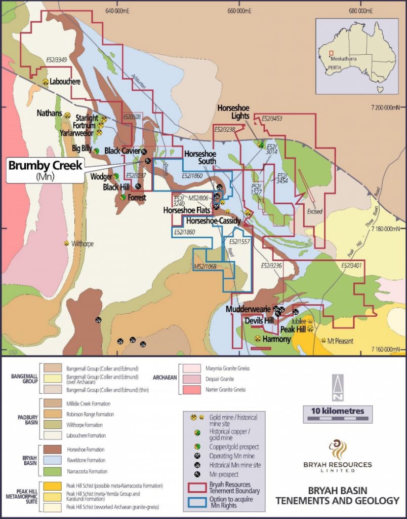 Figure 1 – Bryah Basin Tenements and Regional Geology Map