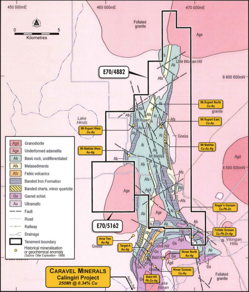 Fig. 5. Geological interpretation of the Wongan Hills greenstone belt and Cullen’s tenure