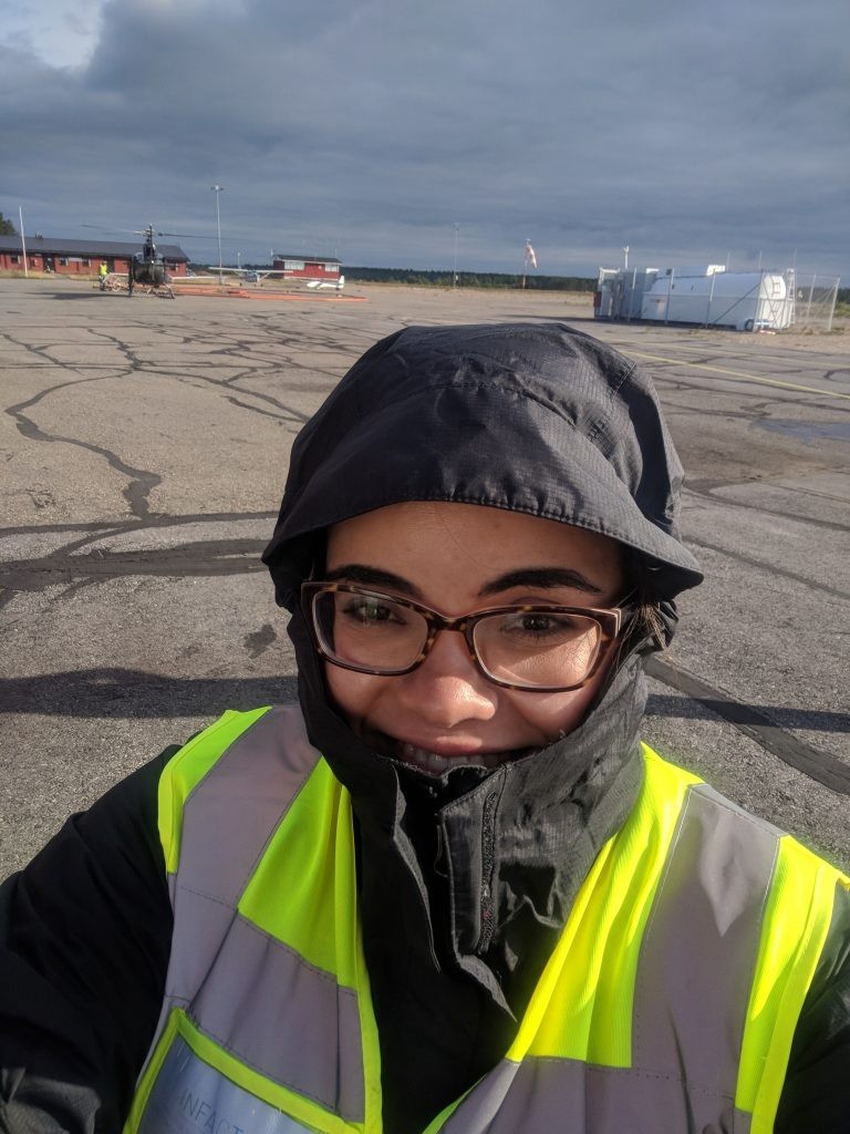 Selfie during a cold morning at the airport to close INFACT’s airborne campaign in Finland for the year 2018