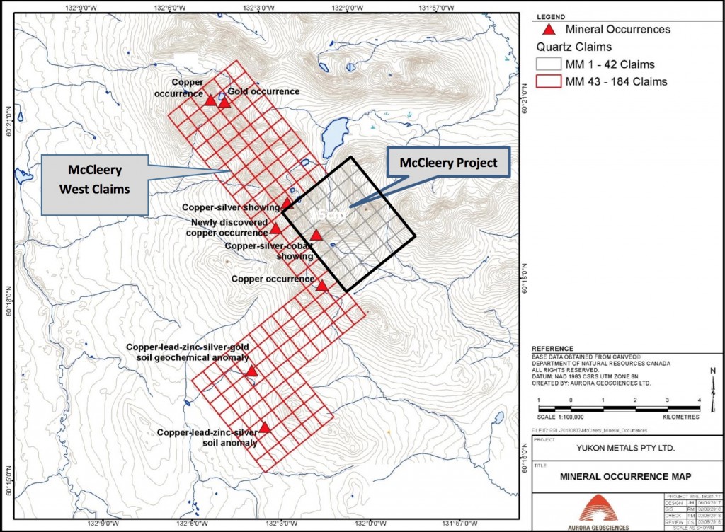 Figure 1. The McCleery project and mapped mineralisation